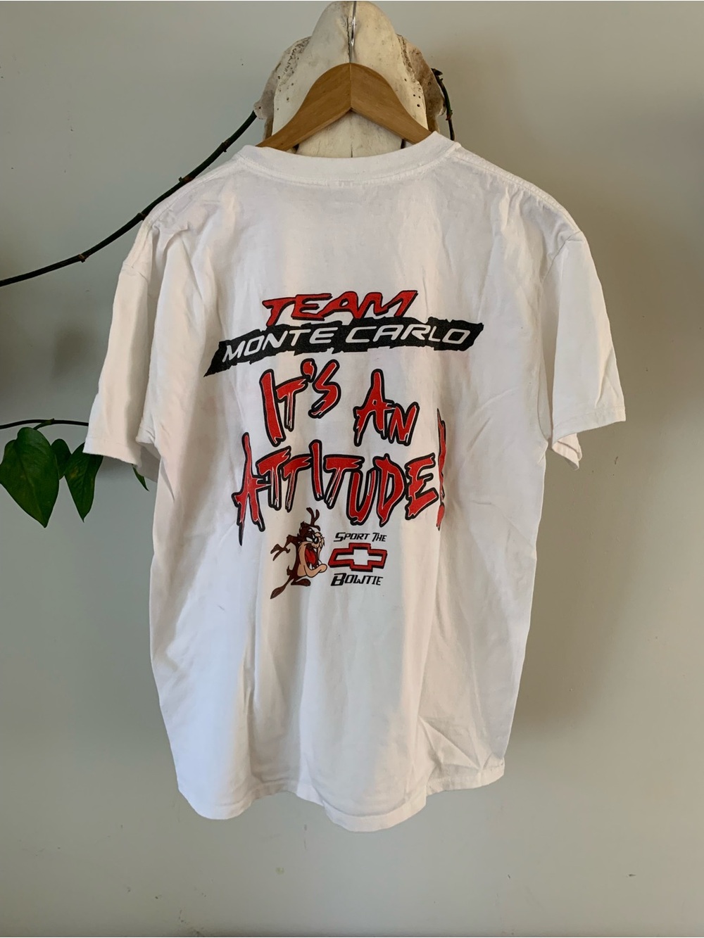 Vintage Taz Team Monte Carlo "It's An Attitude" White Graphic Tee